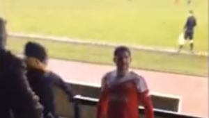 Footballer Jumps In Stand And Tries To Fight Fan