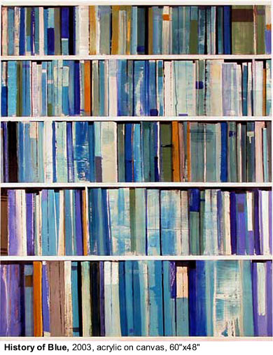 painting of a bookshelf