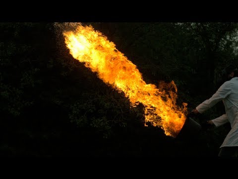 Setting objects on fire and kicking them into the air. In slo-mo